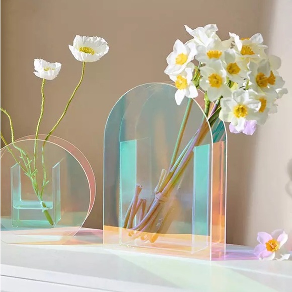 Nordic vase acrylic rainbow iridescent clear home decor flower vase container 1 - Picture 7 of 7